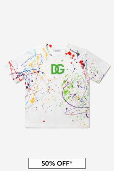 Dolce & Gabbana Kids Boys Pollock Inspired Logo T-Shirt in White