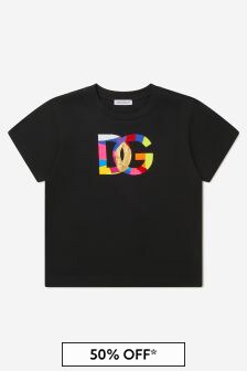 Dolce & Gabbana Kids Boys Short Sleeve Logo T-Shirt in Black