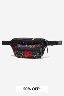 حقيبة حزام سوداء بشعار Pollock Inspired للأولاد من Dolce & Gabbana Kids