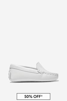 Tods Baby Unisex Moccasin Shoes in White