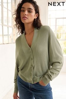 Sage Green Rib Dolman Sleeve Cardigan