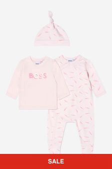 Boss Kidswear Baby Girls Babygrow 2 Piece Gift Set in Pink