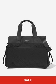 حقيبة تغيير حفاضات سوداء عليها الماركة للبيبي من BOSS