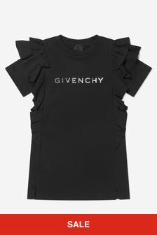 Givenchyガールズロゴプリントフリルドレス