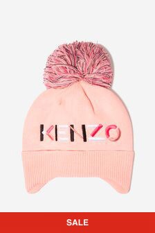 KENZO KIDS Baby Girls Knitted Hat With Ear Cover