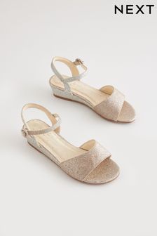 Silver/Gold Ombre Glitter Occasion Wedge Sandals