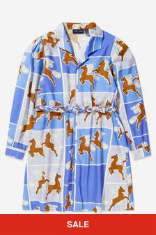 Mini Rodini Girls Organic Cotton Long Sleeve Horses Dress