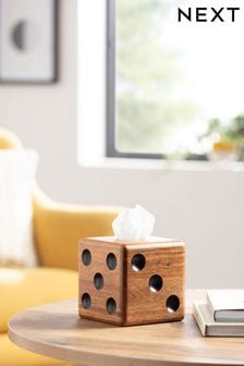 Brown Brown Bronx Wooden Dice Tissue Box Cover
