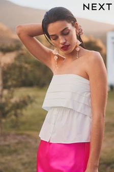 White Bandeau 100% Cotton Poplin Top