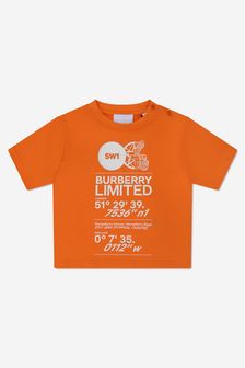 Burberry Kids Baby Boys Joel Logo Print T-Shirt in Orange