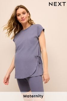 Blue Maternity Tie-Side Nursing Top