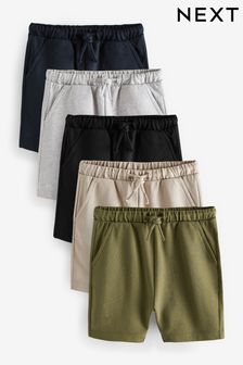 Khaki Green/Grey/Black Jersey Shorts 5 Pack (3mths-7yrs)