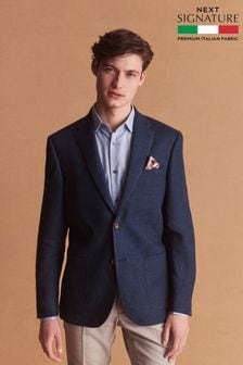 Navy Blue Signature Leomaster Linen Blazer