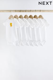 White Printed Baby Bodysuits 7 Pack