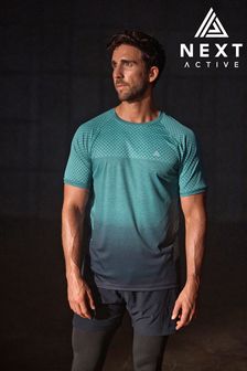 Sage Green Geo Active Gym And Training T-Shirt