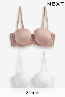 White/Nude Light Pad Strapless Multiway Bras 2 Pack