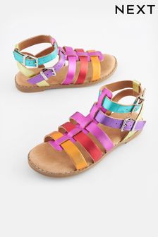 Rainbow Leather Gladiator Sandals