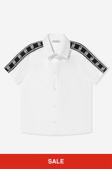 Dolce & Gabbana Kids Boys Short Sleeve Logo Tape Shirt in White