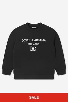 Dolce & Gabbana Kids Crewneck Logo Sweatshirt in Black
