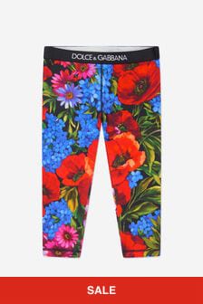 Dolce & Gabbana Kids Baby Girls Floral Print Leggings in Black