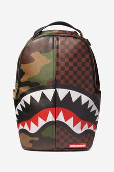 Sprayground Kids Check And Camo Backpack in Brown