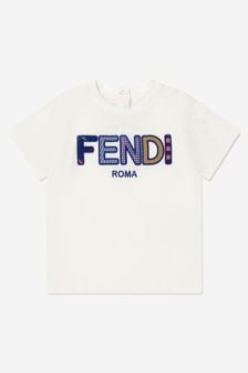 Fendi Kids Baby Jersey Logo T-Shirt in White