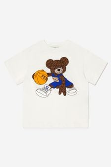 Fendi 키즈 보이즈 농구 테디 티셔츠 화이트