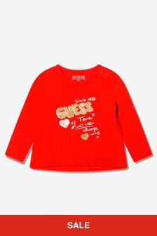Guess Baby Girls Long Sleeve T-Shirt in Red