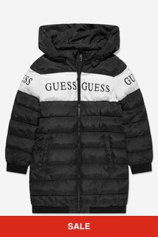 Guess Kids Padded Long Jacket in Black