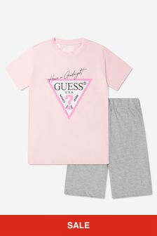 推測ガールズTシャツとショートパンツはピンクで設定
