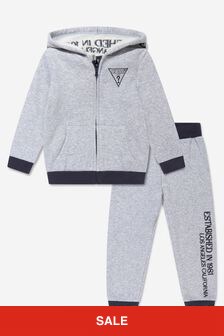 Guess Boys Logo Tracksuit in Grey