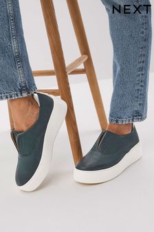 Teal Blue Signature Forever Comfort® Leather Wedge Trainers
