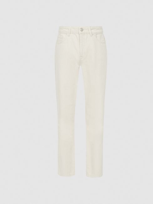 Reiss Ecru Lakely Mid Rise Slim Crop 