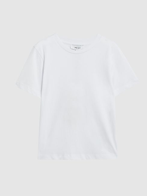 Reiss White Bless Junior Crew Neck Cotton T-Shirt