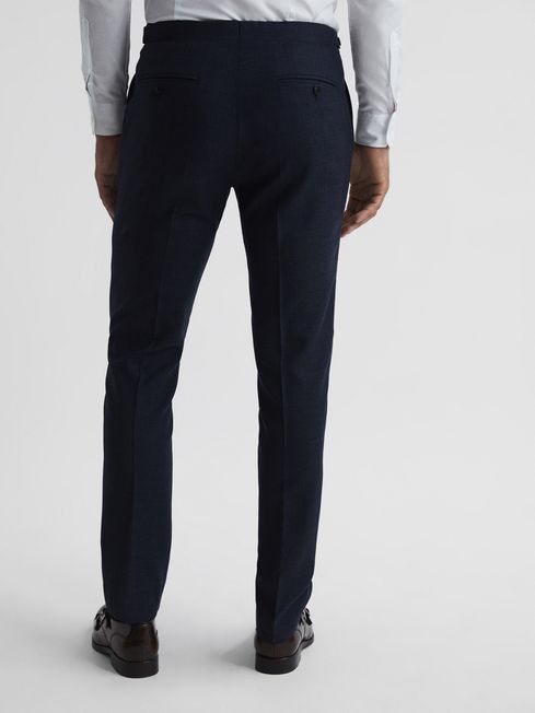Reiss Navy Dunn Textured Slim Fit Trousers