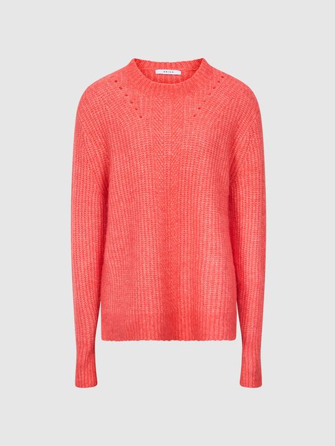 Reiss Coral Emma Waffle Knit Jumper 