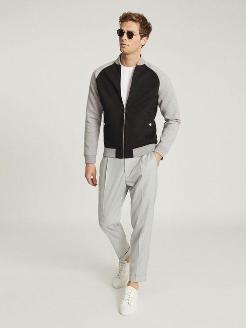 Reiss Black/Grey Nathan Neoprene Bomber 