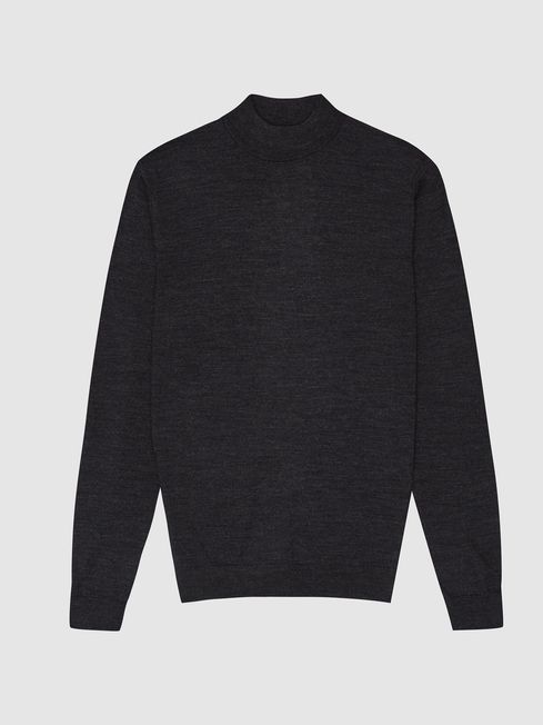 Reiss Charcoal Melang Kelby Merino Wool 