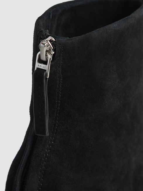 Reiss Black Ashton Suede Wedge Boots 