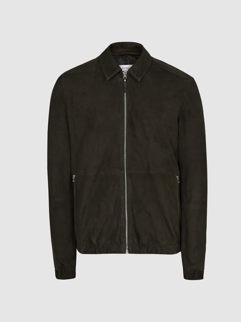Reiss Khaki Mercury Suede Jacket - REISS