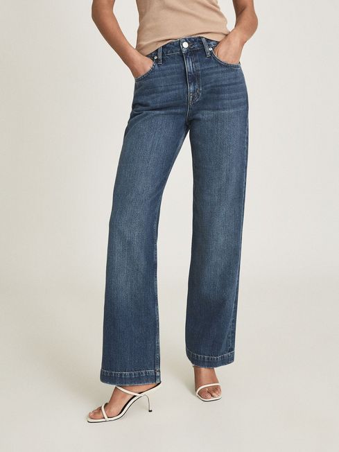 Reiss Adele Mid Rise Relaxed Wide Leg Jeans Reiss