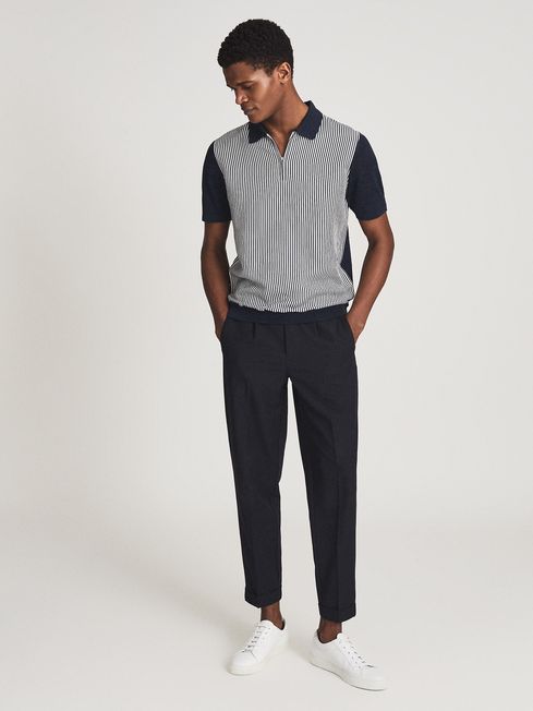 Reiss Riviera Striped Zip Neck Polo 