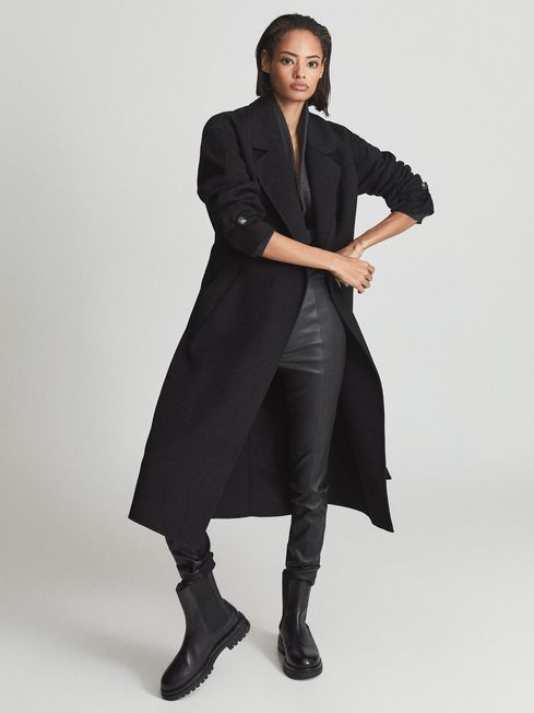 Reiss Black Meave Panelled Leather 
