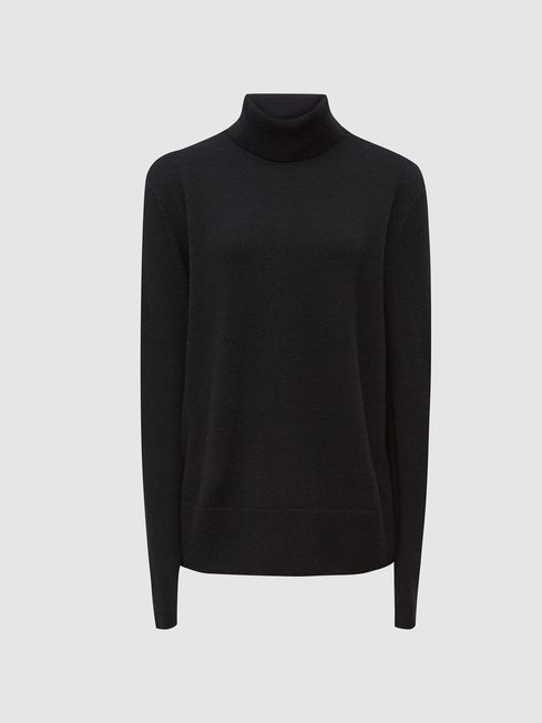 Reiss Black Coleen 100% Cashmere Roll 