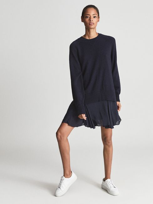 Reiss Navy Mia 2-in-1 Fine-knit Jumper 