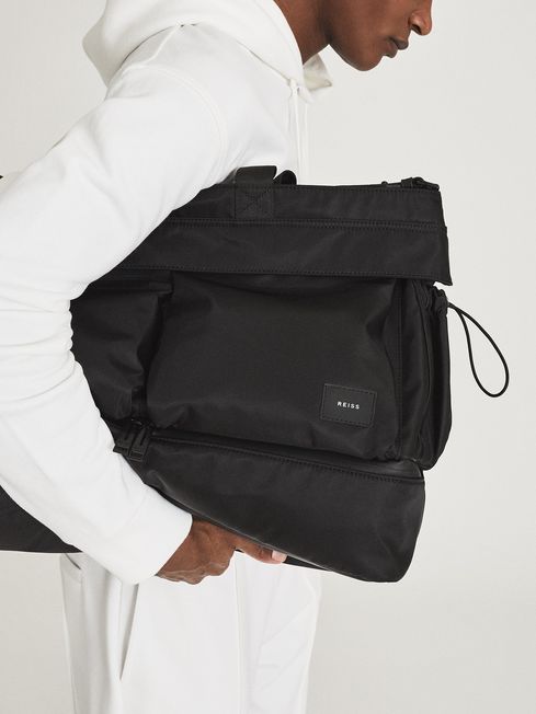 Reiss Black Lennox Nylon Weekend Bag 