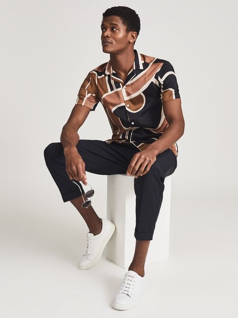 Reiss Gold Deco Printed Cuban Collar 