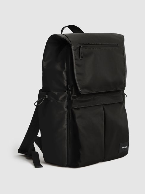 Reiss Black Lennox Large Nylon Backpack 