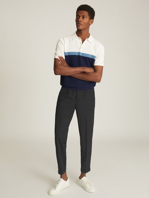 Reiss Navy Christie Colourblock Polo 