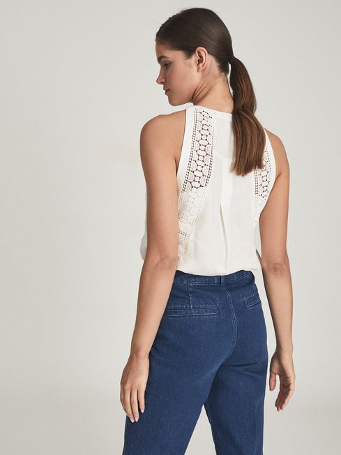 Reiss White Lois Embroidered Sleeveless 